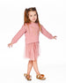 Bi-Material Dress Dusty Pink With Mesh Skirt And Unicorn - H20K87_681