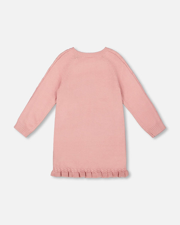 Knitted Dress Dusty Pink With Unicorn Intarsia - H20KT85_650