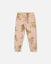 Glittering French Terry Sweatpants Beige Teddy Bear Print - H20LG21_083
