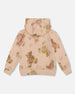Glittering French Terry Hoodie Beige Teddy Bear Print - H20LG31_083