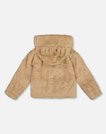 Faux Fur Hooded Jacket Nougat - H20LG50_116