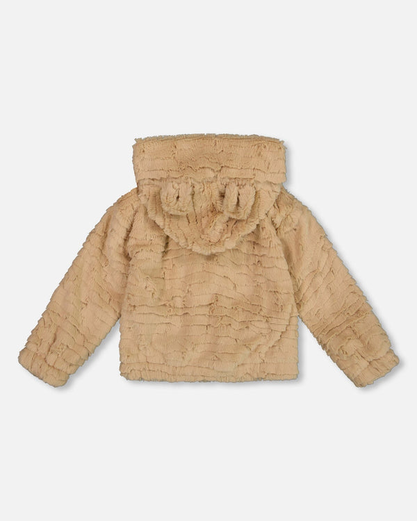 Faux Fur Hooded Jacket Nougat - H20LG50_116