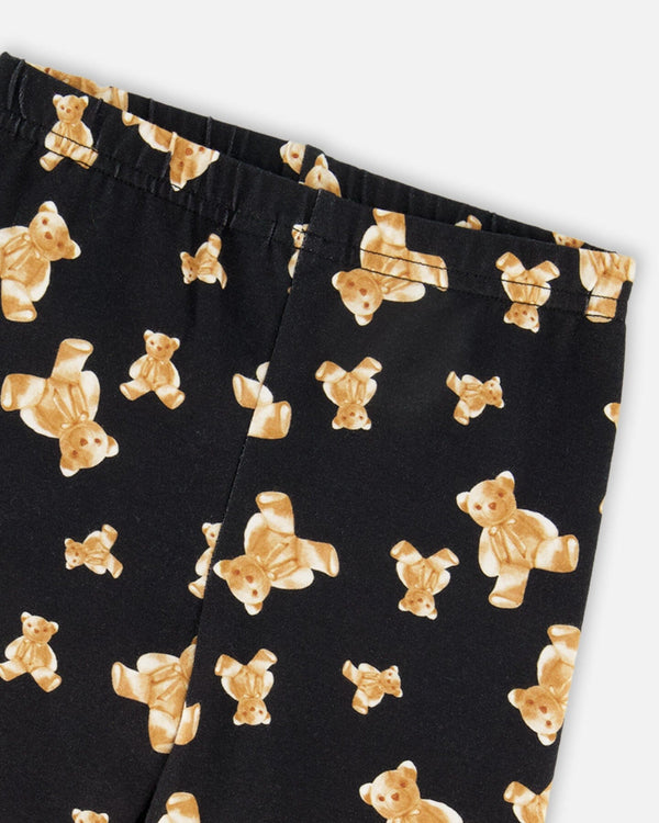 Jersey Leggings Black Teddy Bear Print - H20LG60_000