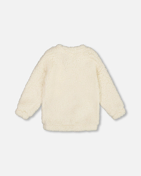 Plush Tunic Off-White With Bear Pocket - H20LG76_101