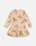 Glittering French Terry Dress Beige Teddy Bear Print - H20LG86_083