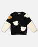 Knitted Sweater Black With Bear Intarsia - H20LGT71_999