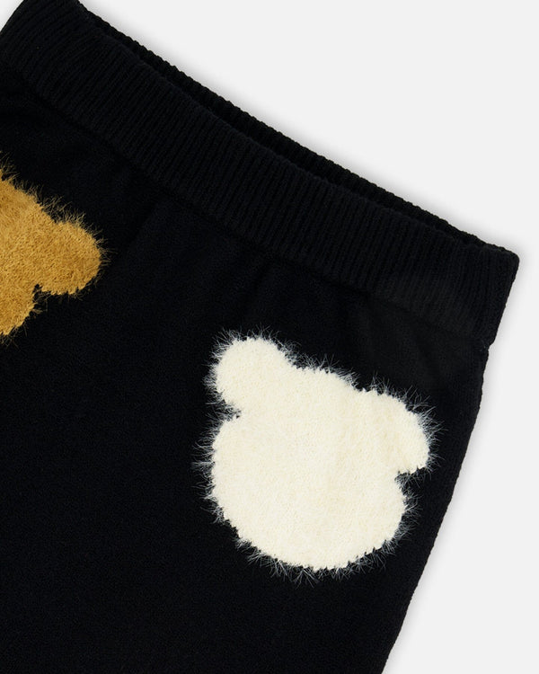 Knitted Skirt Black With Bear Intarsia - H20LGT80_999