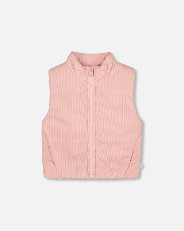 Corduroy Puffy Sleeveless Vest Dusty Pink - H20M30_622