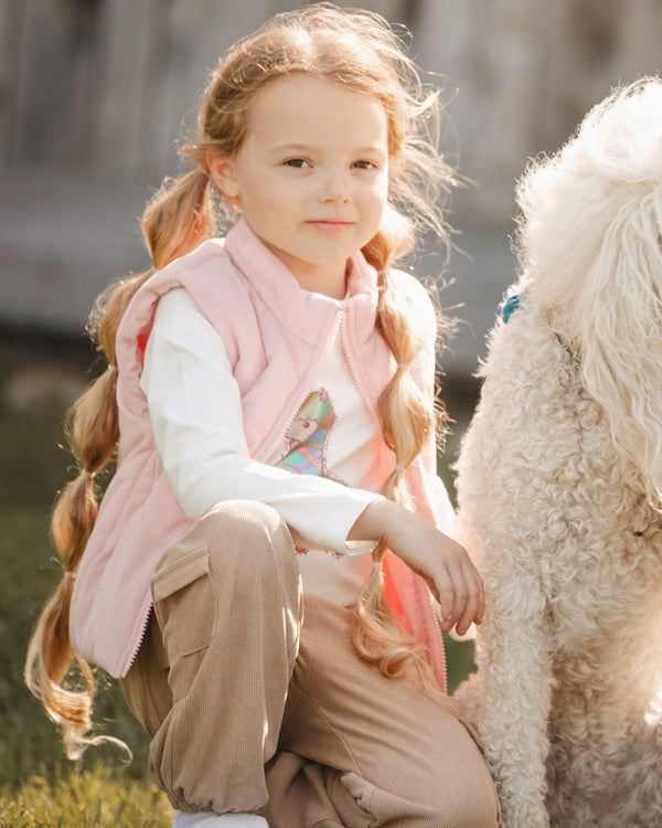 Corduroy Puffy Sleeveless Vest Dusty Pink - H20M30_622