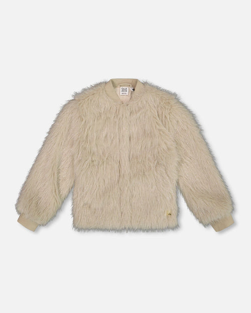 Short Faux Fur Coat Beige - H20M50_139