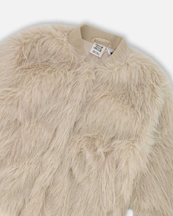 Short Faux Fur Coat Beige - H20M50_139