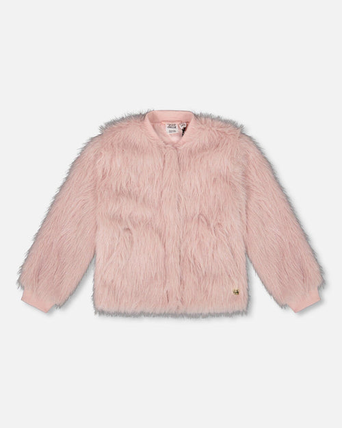 Short Faux Fur Coat Dusty Pink - H20M50_622