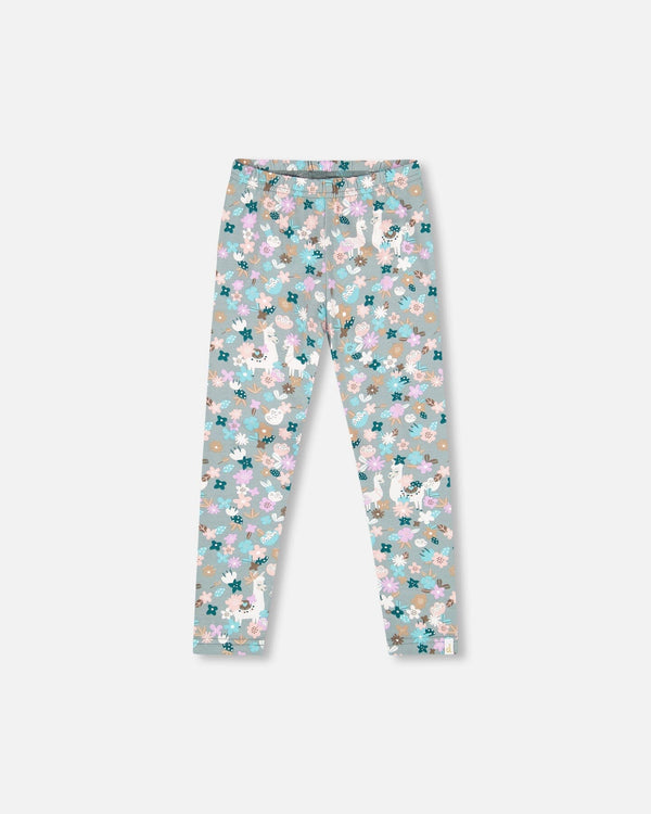 Organic Cotton Leggings Blue Llama Print - H20M60_081
