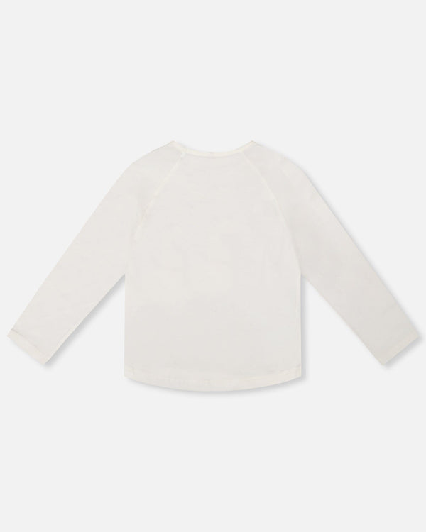 Organic Cotton T-Shirt Off White With Llama - H20M70_101