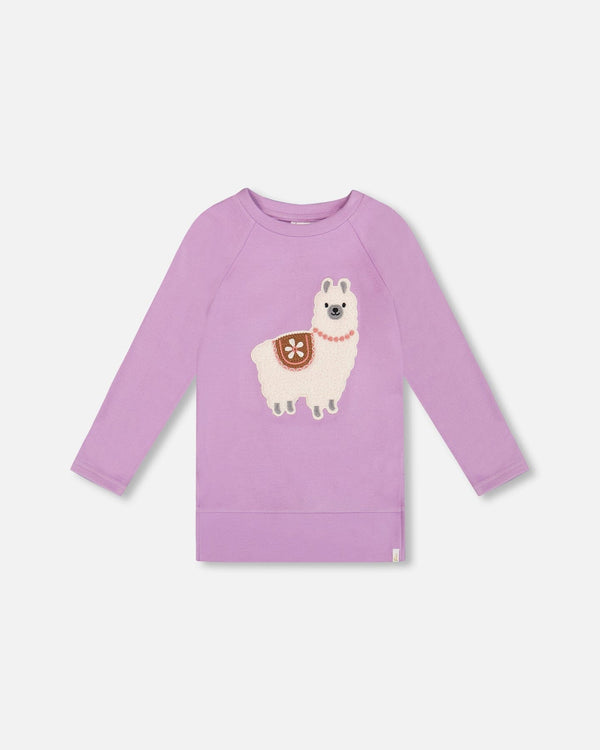 Super Soft Brushed Jersey Tunic Purple With Lama - H20M76_593