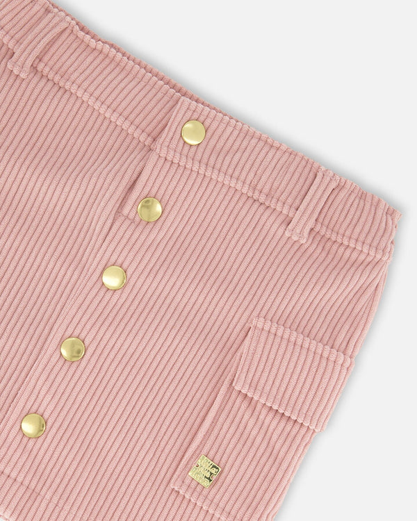 Corduroy Skirt With Cargo Pockets Dusty Pink - H20M80_276