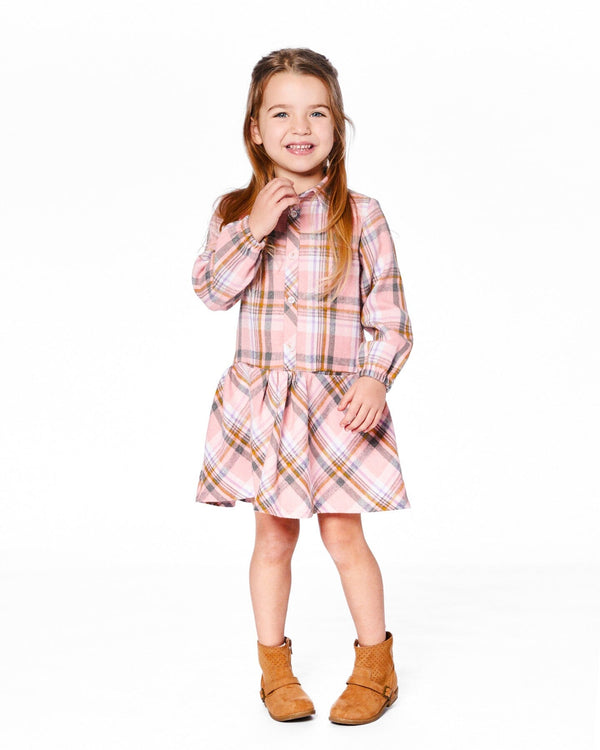 Shirt Plaid Dress With Frill Pink, Yellow And Gray - H20M85_000