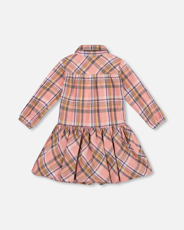 Shirt Plaid Dress With Frill Pink, Yellow And Gray - H20M85_000