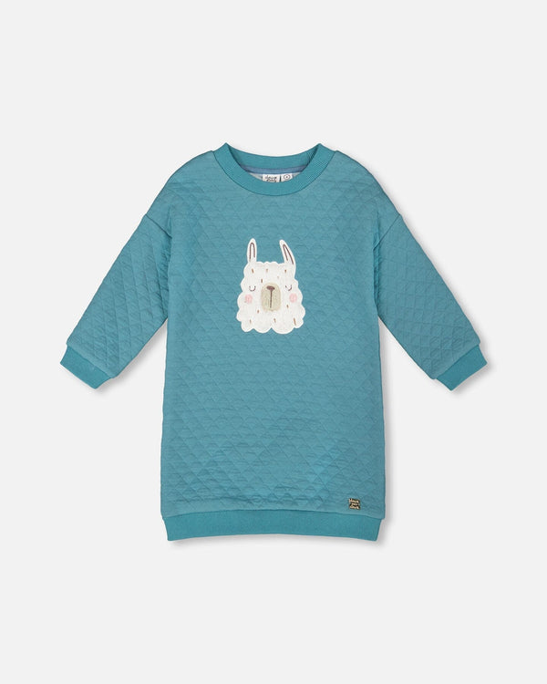 Quilted Tunic Dress Turquoise Blue - H20M87_408