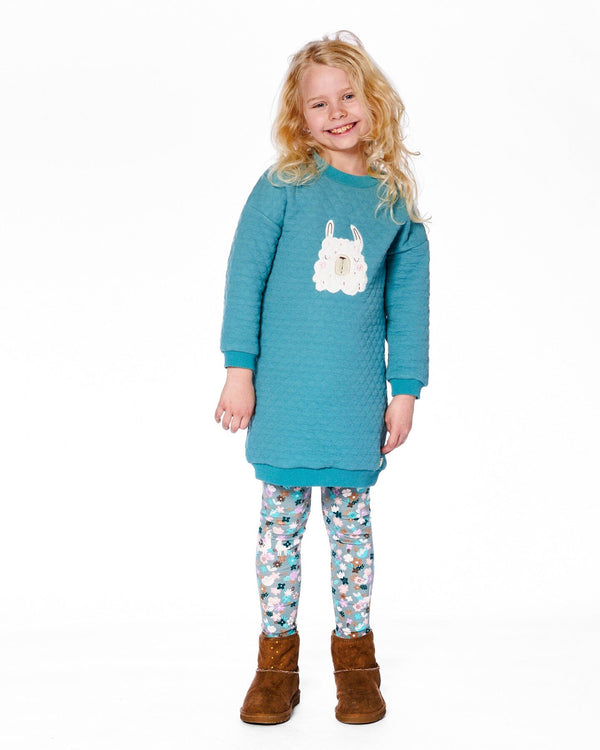 Quilted Tunic Dress Turquoise Blue - H20M87_408
