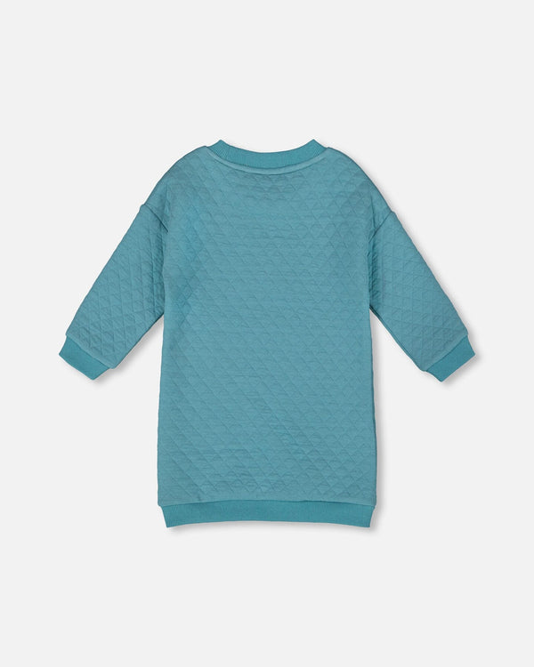 Quilted Tunic Dress Turquoise Blue - H20M87_408