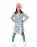 Half Button Organic Cotton Dress Blue Llama Print - H20M88_081