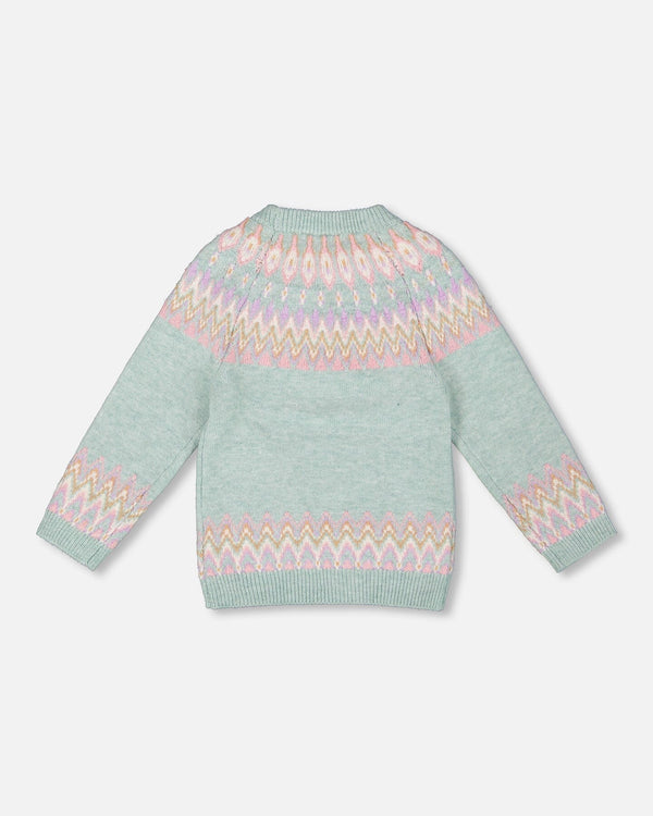Sweater With Norwegian Jacquard Turquoise Blue - H20MT71_291