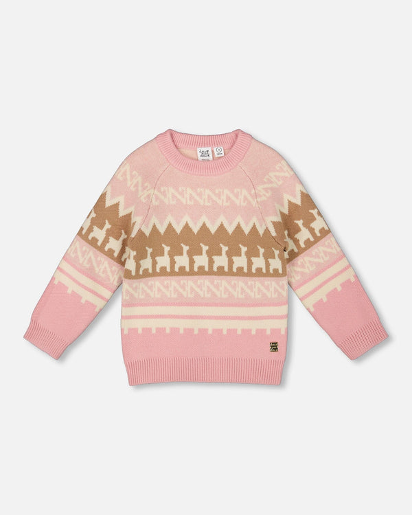 Llama Jacquard Sweater Dusty Pink - H20MT72_276
