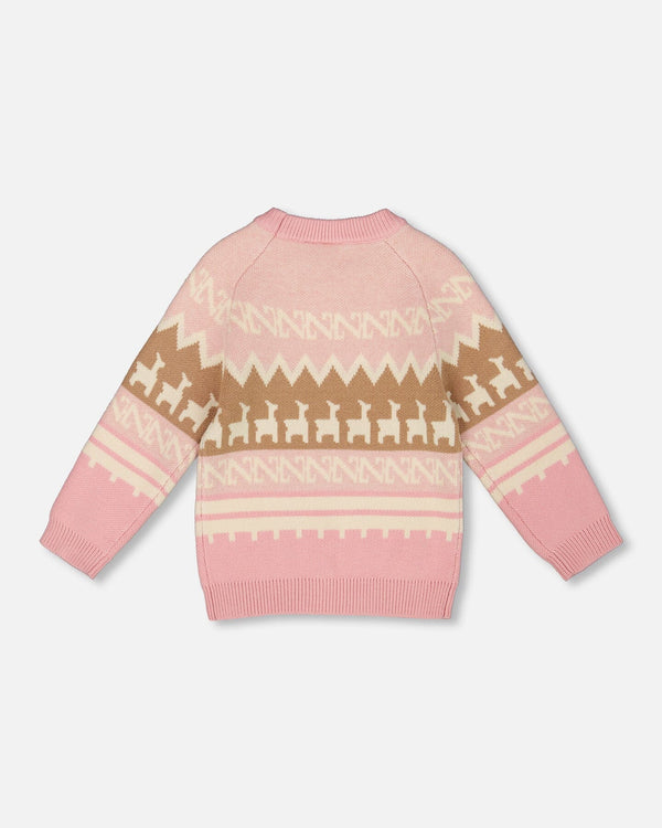 Llama Jacquard Sweater Dusty Pink - H20MT72_276