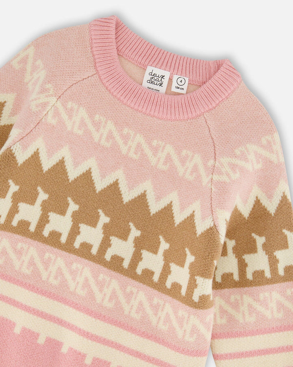 Llama Jacquard Sweater Dusty Pink - H20MT72_276