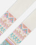 Knit Tights White Pink And Turquoise With Norwegian Jacquard - H20MT_000