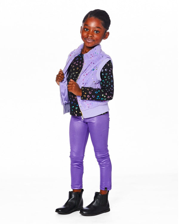 Faux Fur Zipped Vest Lavender - H20N30_564