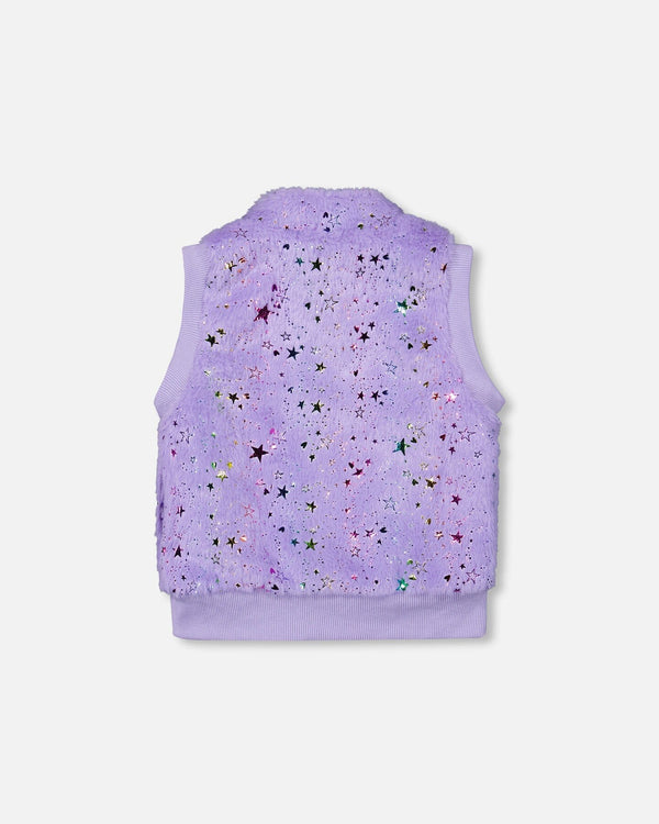 Faux Fur Zipped Vest Lavender - H20N30_564