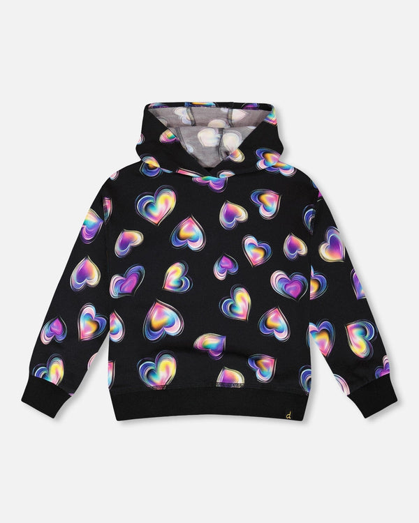 Fleece Hoodie Black And Multicolor - H20N31_000