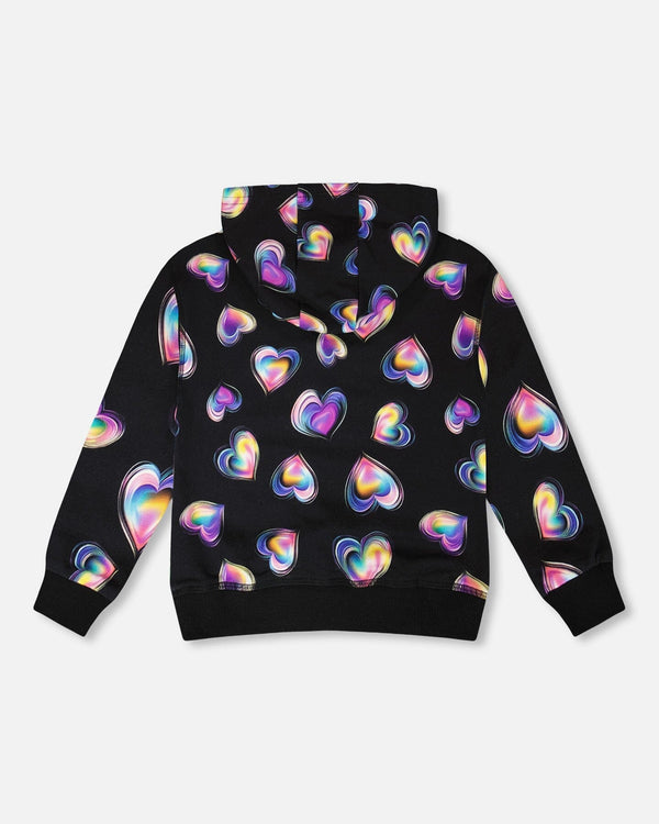 Fleece Hoodie Black And Multicolor - H20N31_000