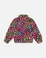 Faux Fur Zipped Jacket Multicolor Leopard - H20N50_000