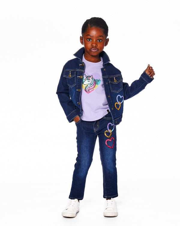 Organic Cotton Long Sleeve T-Shirt Lavender With Sequin Unicorn - H20N70_564