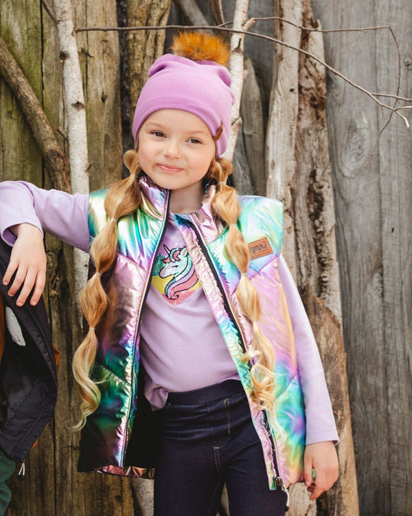 Organic Cotton Long Sleeve T-Shirt Lavender With Sequin Unicorn - H20N70_564