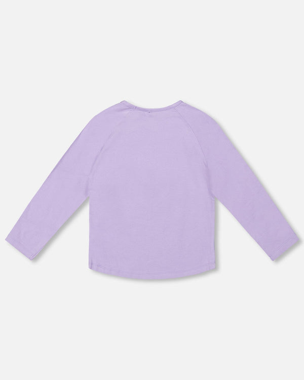 Organic Cotton Long Sleeve T-Shirt Lavender With Sequin Unicorn - H20N70_564