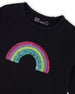 Organic Cotton Long Sleeve T-Shirt Black With Sequin Rainbow - H20N70_999