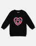 Fleece Jacquard Tunic Black With Heart Applique - H20N76_999