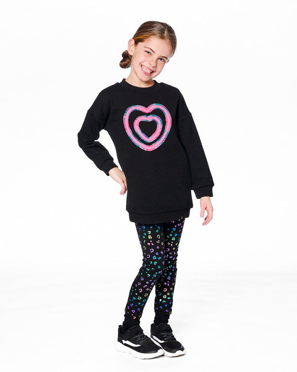 Fleece Jacquard Tunic Black With Heart Applique - H20N76_999