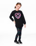 Fleece Jacquard Tunic Black With Heart Applique - H20N76_999