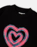 Fleece Jacquard Tunic Black With Heart Applique - H20N76_999
