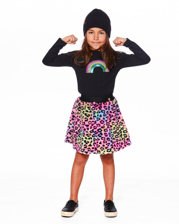 Faux Fur Skirt Multicolor Leopard - H20N80_000