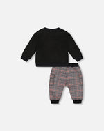 Sweater And Cargo Pants Set Black With Moose Applique - H20OB10_999