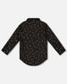 Printed Poplin Shirt Black And Multicolor With Bow Tie - H20OB15_000