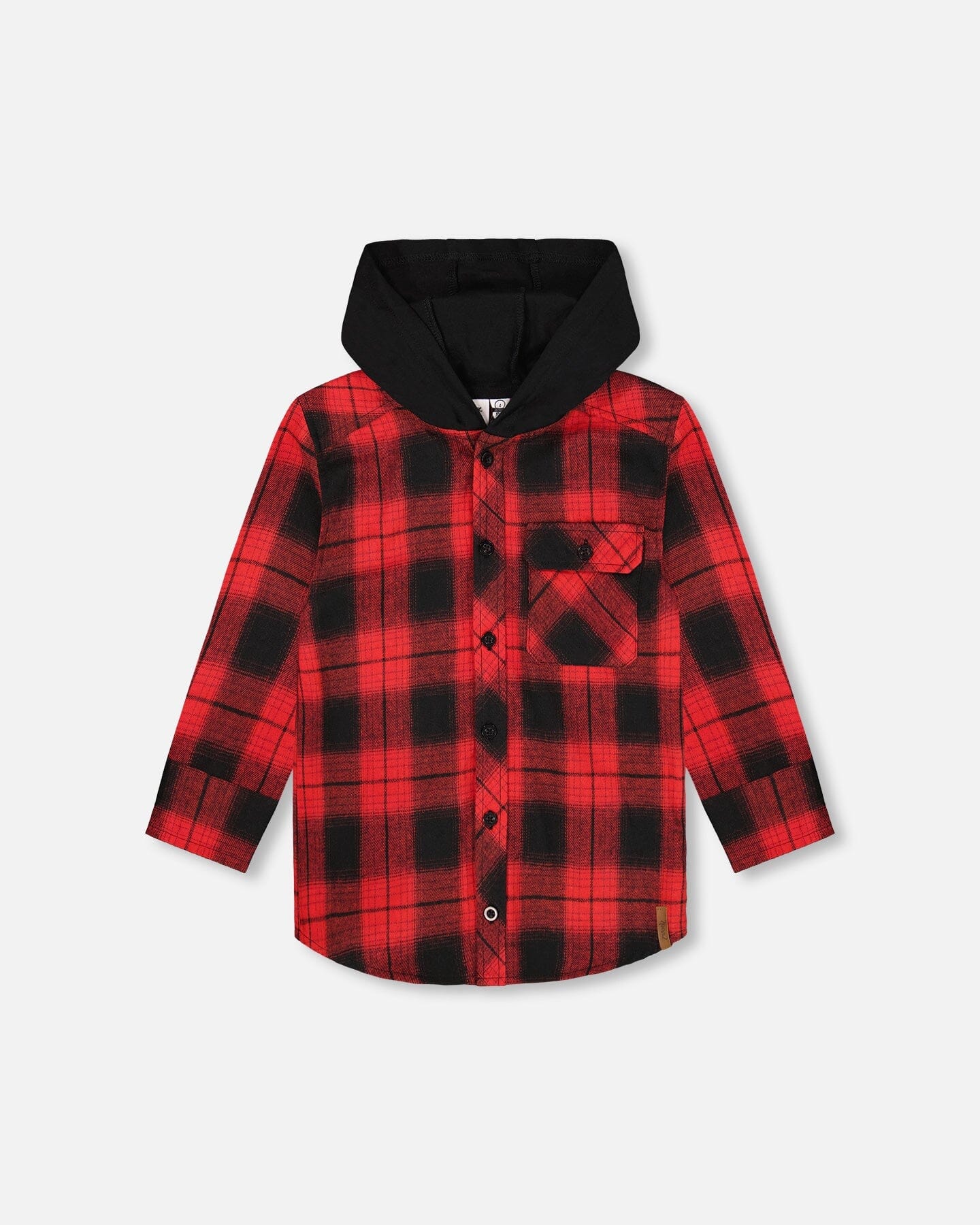 Plaid Flannel Shirt With Hoodie Red And Black Deux par Deux