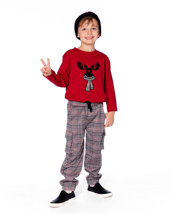 Jersey T-Shirt Cherry Red With Moose - H20OB67_749