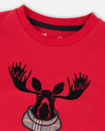 Jersey T-Shirt Cherry Red With Moose - H20OB67_749
